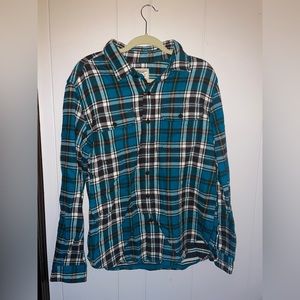 American Eagle Men’s Large Flannel Button Down Shirt Teal NWOT